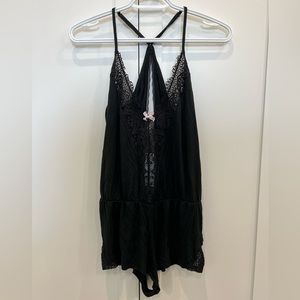 Victoria’s Secret black lace sleep romper